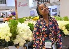 Evalyne Wamucii (sales manager) from Subati Flowers was also present at the exhibition and welcomed everyone at their booth.